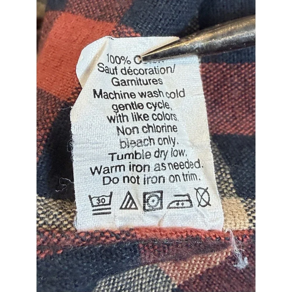 J Crew Cotton Twill L/S Button Shirt Red/Blue Plaid Suede Elbows Men’s XL